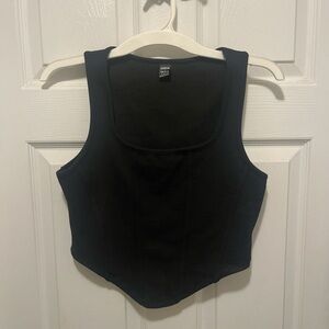 SHEIN Black Ribbed Corset Top